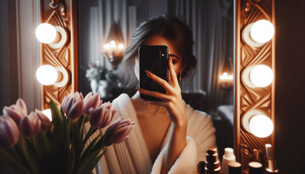 hidden face blurry aesthetic mirror selfie