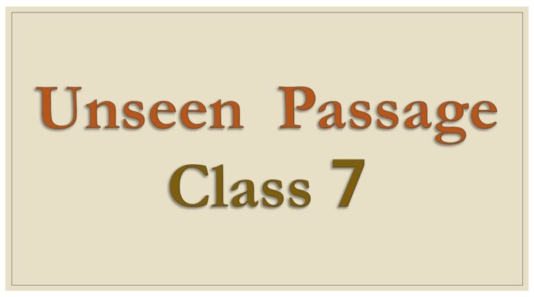 Unseen Passage For Class 7